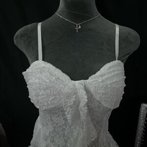 y2k white lace dress